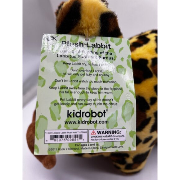 Kozik x Kidrobot Leopard Print  Labbit with Mustache 10" Plush Stuffed Animal 20 - Picture 4 of 10